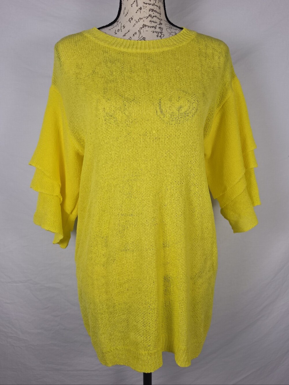 Bright Yellow Ruffled Sleeve Knit Tunic